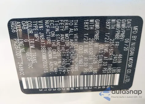 2021 Nissan Rogue Sv Intelligent Awd из США, поврежденный, VIN JN8AT3BBXMW203013